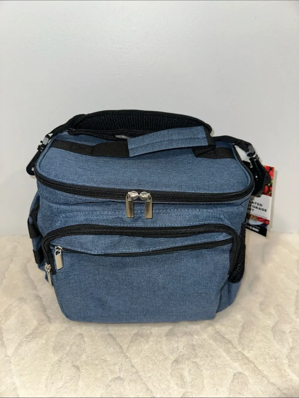 SILVERONE Blue Black Insulated Lunch Bag lightweight strap & handle